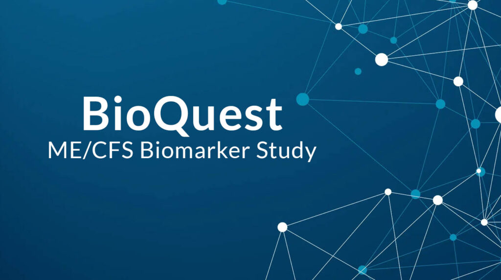 Bioquest: ME/CFS Biomarker Study on a blue medical background